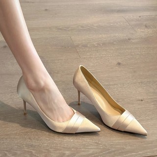 Giày cao gót mũi nhọn cho nữ, kiểu slip-on, miệng nông