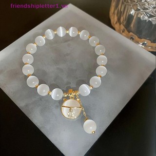 {FH Fashion} Vòng tay đính cườm Opal tinh tế dành cho nữ Mặt dây chuyền may mắn thanh lịch Vòng tay đàn hồi nhẹ nhàng Thời trang Trang sức sang trọng Quà tặng cho bé gái.