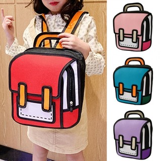 Ba Lô Học Sinh Hoạt Hình Dễ Thương Chống Thấm Nước Mịn Dây Kéo Sách Lưu Trữ Unisex 2D Vẽ Bé Gái Bé Trai Daypack Du Lịch Ba Lô