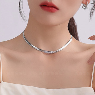 [Thép Titan Không Phai Màu] Phiên Bản Siêu Rộng Xương Rắn Phẳng Lấp Lánh Lưỡi Xích Kim Cương Vuông Zircon Bạn Gái Cặp Đôi Vòng Cổ