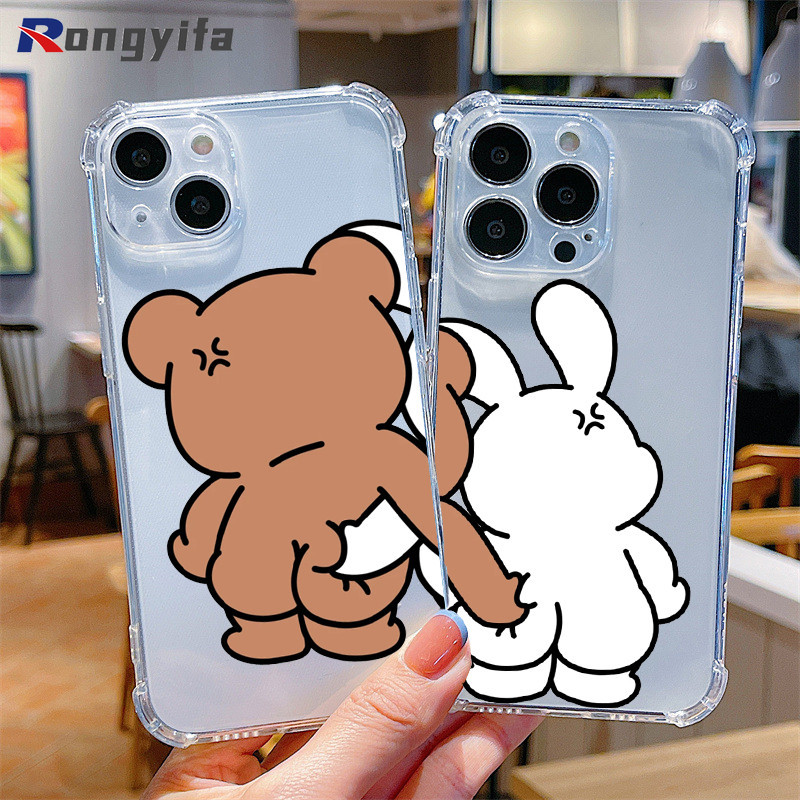 Ốp Điện Thoại Cặp Đôi Ngộ nghĩnh Cho Vivo Y19s 4G Y300 Y37 V40 Pro Lite V40E Y200 X200 Pro Mini Y28 iQOO 13 Z9s Z9X Z9 Turbo Y18 Y18E 5G Ốp Lưng Chống Rơi Gấu Hoạt Hình Dễ Thương