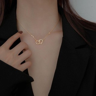 Vòng cổ hợp kim hai trái tim, trang sức nhẹ dành cho xương đòn, thể hiện tình yêu