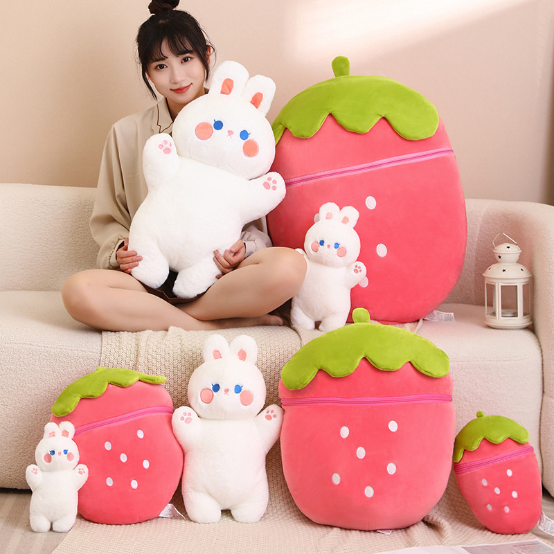 Rytanda Dâu Thỏ Sang Trọng Đồ Chơi Lợn Dễ Thương Búp Bê Sóc Khủng Long 2 Trong 1 Sang Trọng Búp Bê Gấu Bông Búp Bê Quà Tặng Trẻ Em Bạn Gái Quà Tặng Sinh Nhật