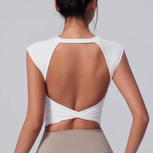 Áo tập Yoga thể thao không tay hở lưng Áo Crop Top chạy bộ tập Yoga nhẹ