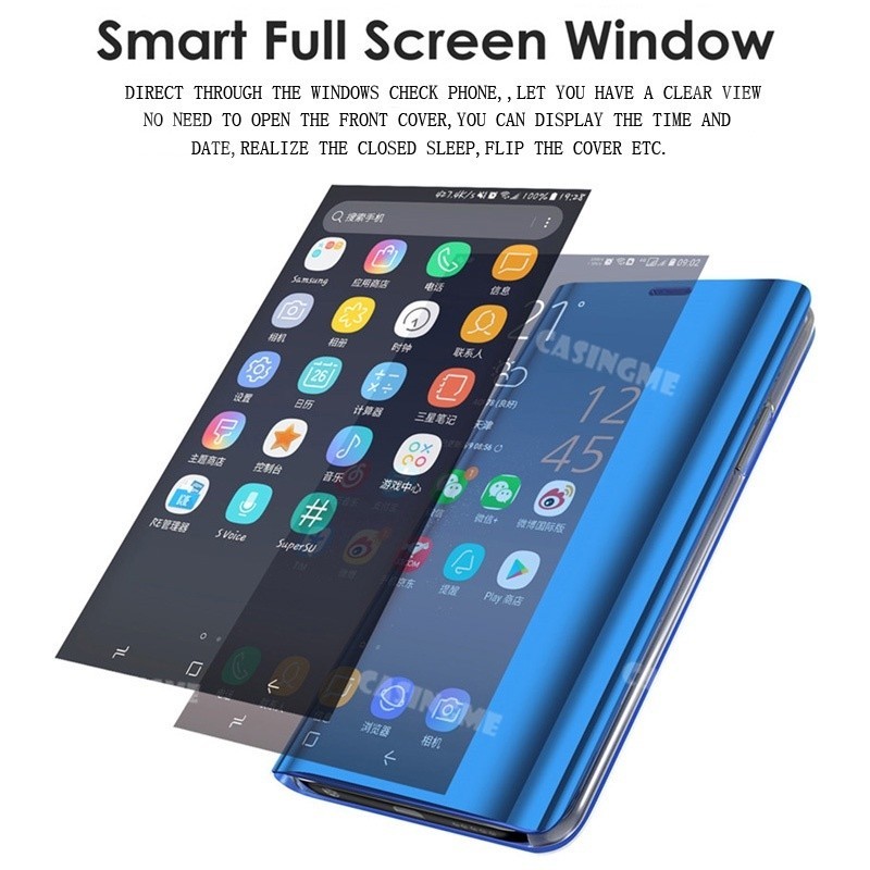 Ốp Gương Thông Minh Samsung A17 5G 2025 LTE Cho Samsung Galaxy A07 A17 A27 A37 A57 SamsungA17 A 17 17A LTE 4G 5G 2025 Vỏ Điện Thoại Lật Giá Đỡ Da Mặt Sau Chống Sốc