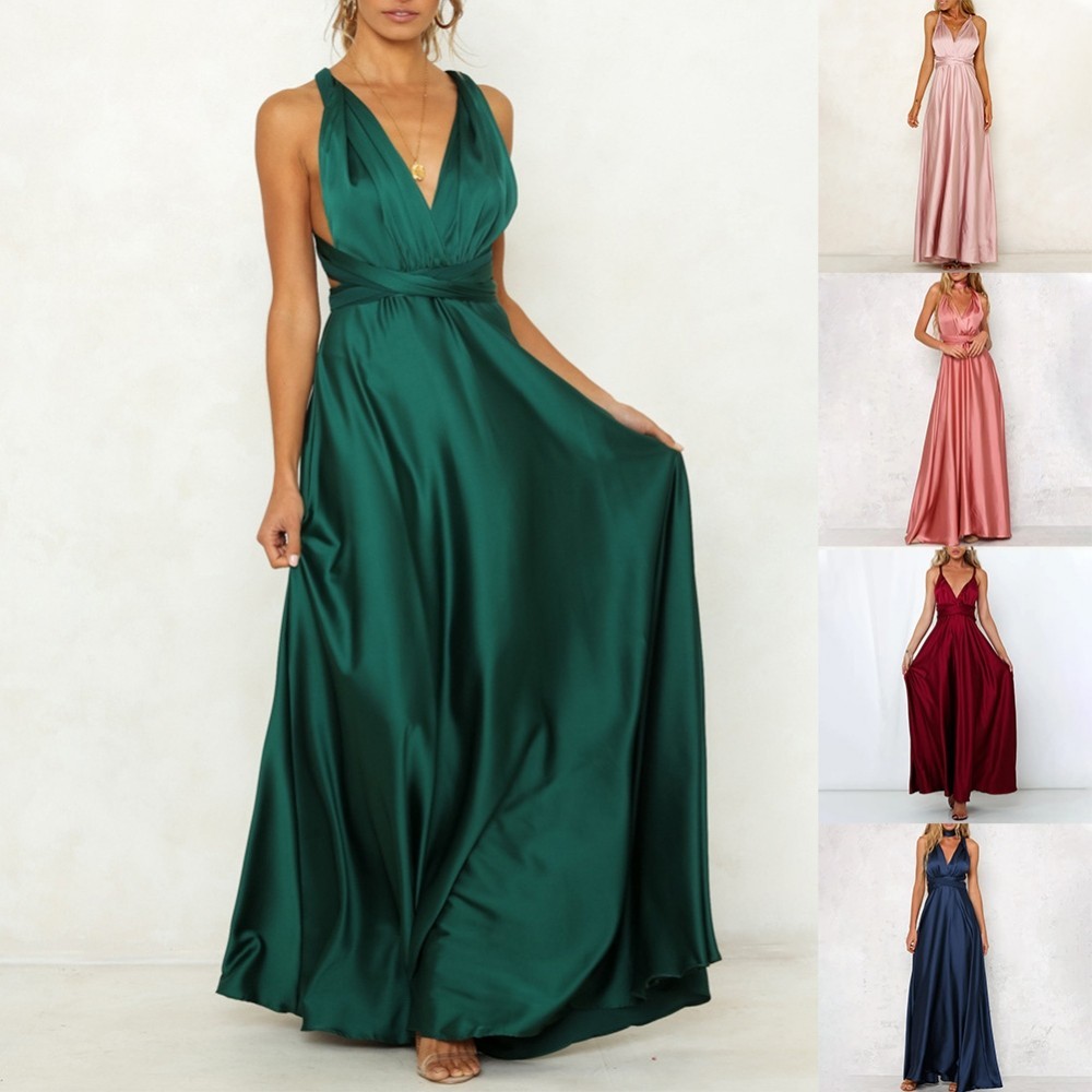 Women Dress Elegant Formal Maxi Dress Multi Way Wrap Ball Gown ...