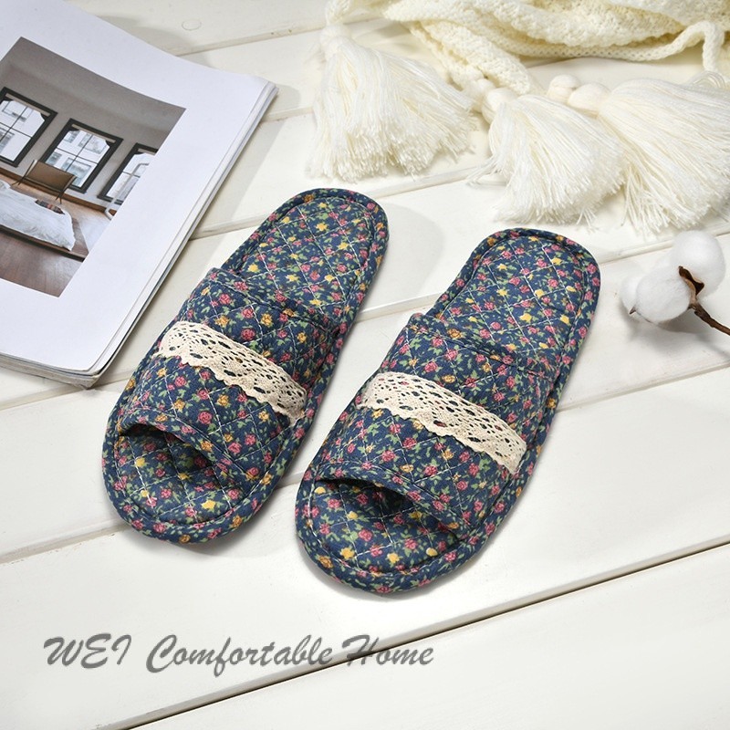 Dép Cotton Nguyên Chất Nhà Chống Trơn Trượt Đế Mềm Confinement Giày Ấm Nhà Cặp Đôi Mở @
