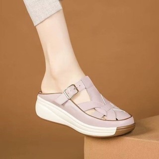 Giày Sandal nữ da thật đế dày mềm, thoáng khí, chống trầy xước, hỗ trợ nửa bàn chân, phù hợp du lịch
