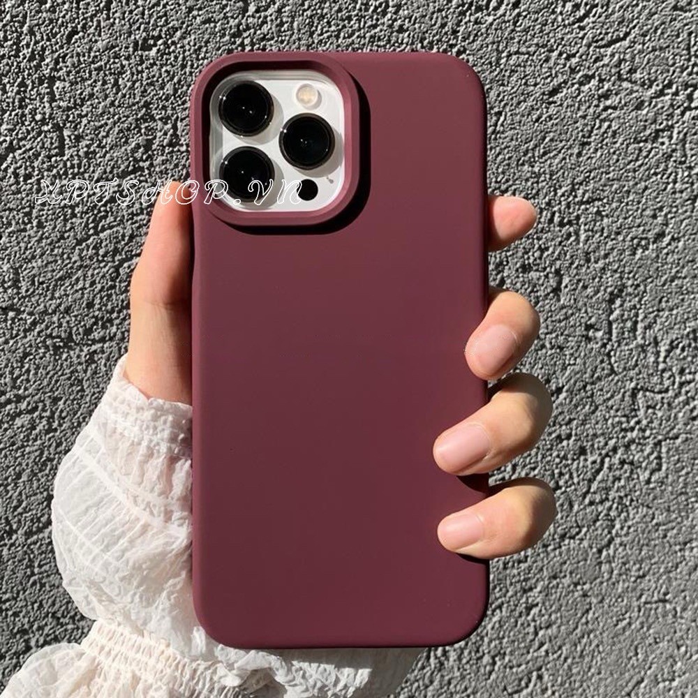 Ốp điện thoại silicon lỏng màu mận có logo bảo vệ cho iPhone 16 Pro Max 16 Plus 15 Pro Max 14 13 12 11 Pro Max Vỏ chống sốc