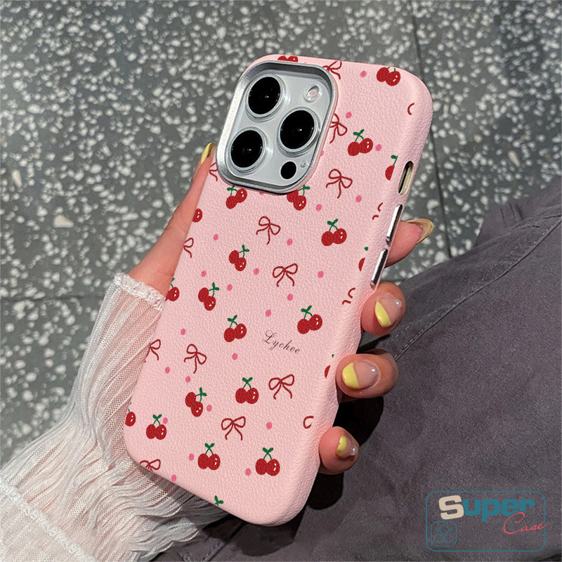 Dành Cho OPPO A57 A3X A3Pro A38 A78 A18 A58 A16 A60 A17 A55 A7 A77 A1K A33 A52 A54 A5s A9 A5 A35 A72 A12 A11K A76 A11 A94 A3s A36 A74 A31 A15 A77S Thời Trang Dễ Thương Nơ Anh Đào Màu Đỏ Ốp lưng
