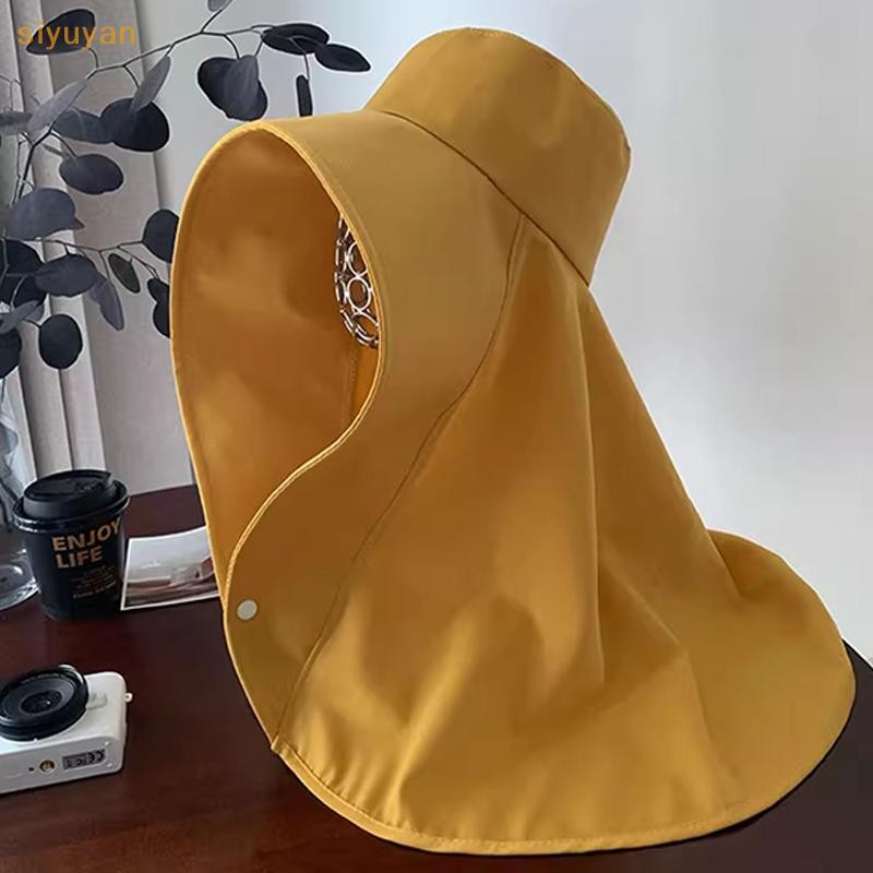 Siyuyan Mùa Hè Chống Nắng Mũ Dành Cho Nữ Vành Lớn Khăn Choàng Bảo Vệ Cổ Mũ Chống Tia UV Che Nắng Người Cá Mũ VN