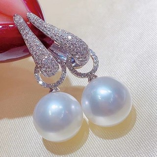 S925 Bạc Ngọc Trai Zircon Bông Tai Trang Sức Thời Trang Đơn Giản Quà Tặng Nữ