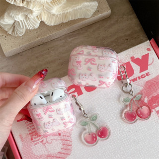 Mèo anh đào màu hồng cho Airpods 1 / 2 3 Pro Pro Pro2 Airpods4 Bộ tai nghe Vỏ bảo vệ Bluetooth không dây Air Pods Pro 3 4 Vỏ bảo vệ tai nghe