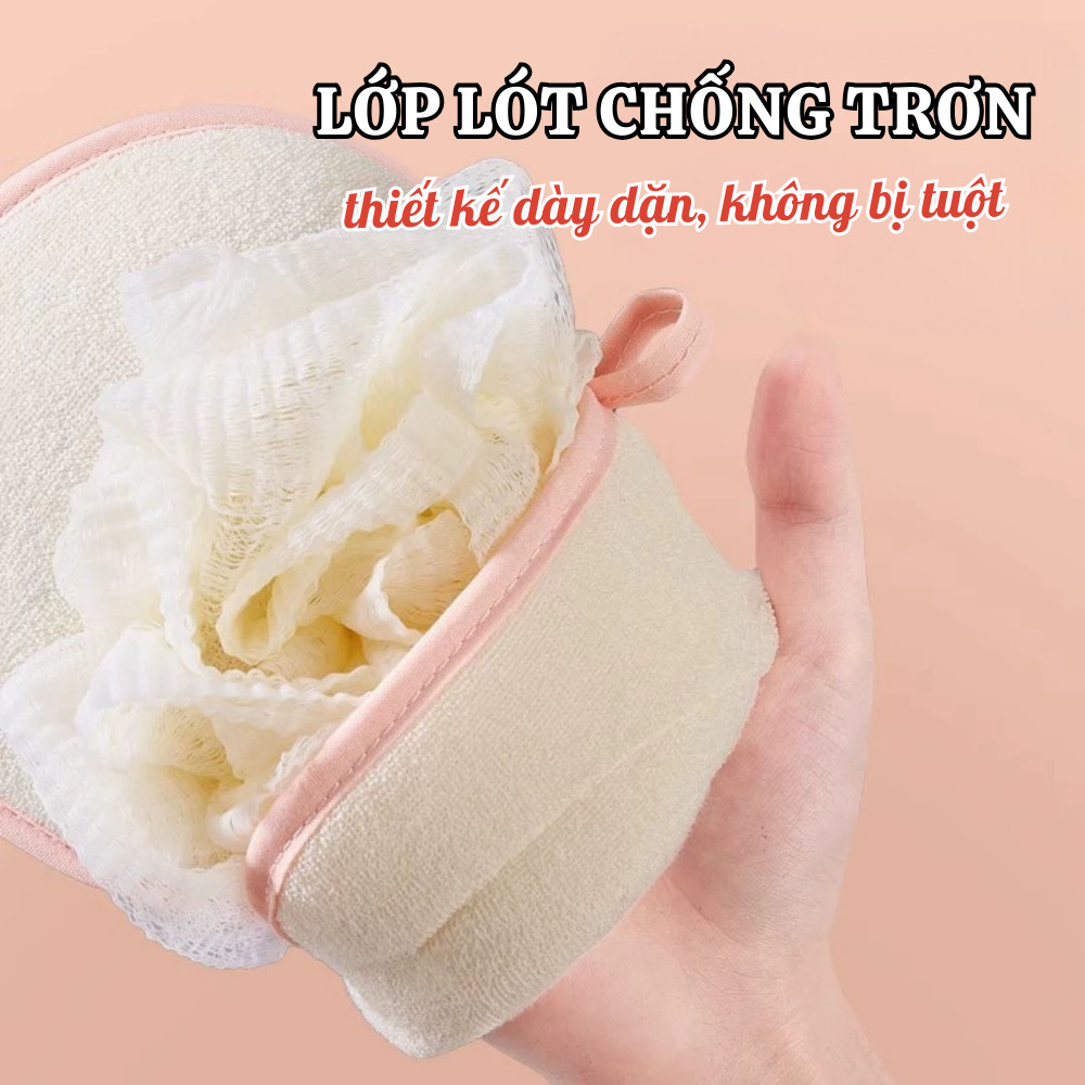 Găng Tay Tắm 2 Mặt Tạo Bọt Tẩy Tế Bào Chết Nhẹ Nhàng, Bông Tắm Tạo Bọt Dễ Dàng Chống Trượt