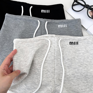 Quần short nữ mùa hè thêu chữ có eo cao thời trang