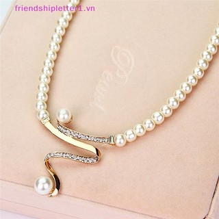 {Fh Fashion} Bộ trang sức bông tai vòng cổ đính đá ngọc trai dành cho nữ mới.