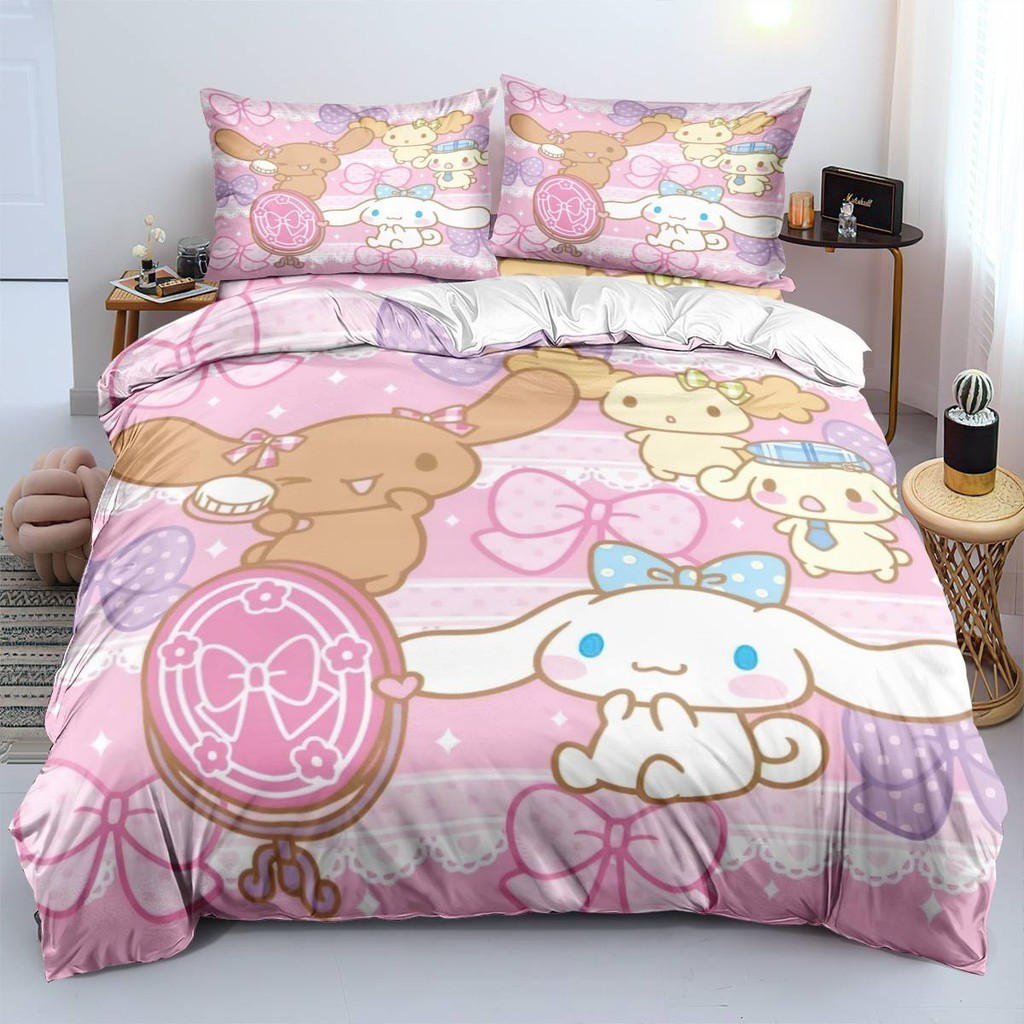 ST2 Cinnamoroll 3in1 Bộ Chăn Ga Gối Chăn Ga Gối Phòng Ngủ Có Thể Giặt Thoải Mái Nhà Phù Hợp Với Trang Trí Nhà TS2