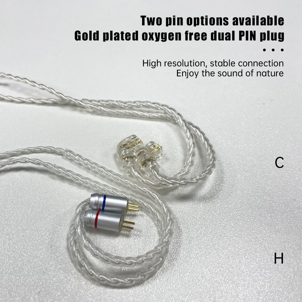 Nd D7 Bốn Dây Mạ Bạc Type-C Cáp Đồng Oxy Độ Tinh Khiết Cao Pin Kép Cắm HiFi Tai Nghe Cáp Cho KZ TRN Simgot