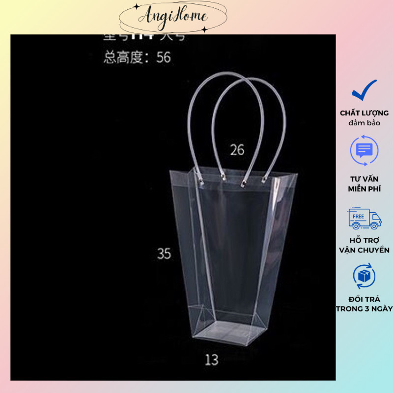 [SẴN HCM] Túi mica quai trong đựng hoa size túi H4 ANGIHOME