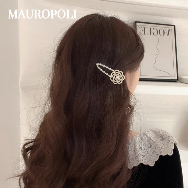 Mauropoli [Sẵn sàng] Kẹp bên hoa hồng thanh lịch Tất cả các trận đấu Kẹp tóc gãy Kẹp tóc phẳng Kẹp tóc ngọc trai Kẹp tóc mỏ vịt Kẹp phụ kiện tóc