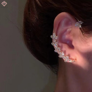 [Pcwkkef] Kẹp tai hình lá Zircon mới không cần móc tai cho nữ lấp lánh Zircon Ear Cuff Clip Bông tai Trang sức cưới Mới
