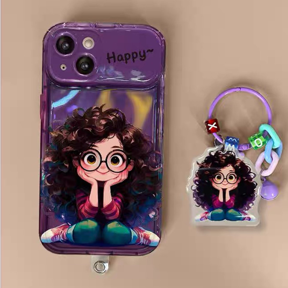 Ốp Điện Thoại Mặt Dây Chuyền Wave Girl + + Cho iPhone 17ProMax 16Plus 15 14 13 12 11 Bảo Vệ Toàn Diện Gương Lật Chống Sốc Gấp Giá Đỡ