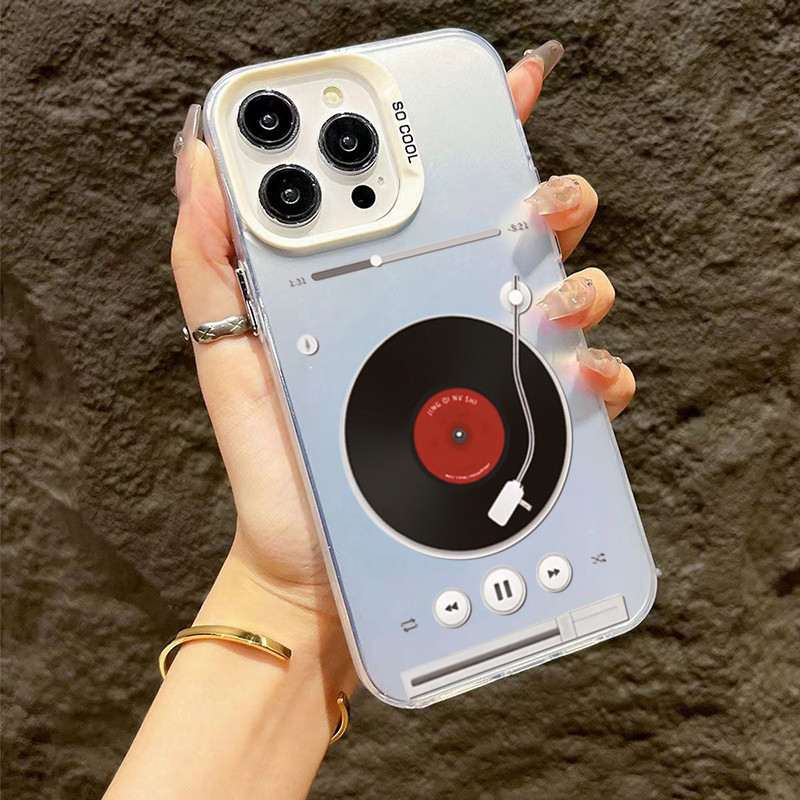 Vỏ Tương Thích Cho iPhone 11 12 13 14 15 Pro Max XR X XS 7 8 Plus Retro Record Player Mạ Matte Cover
