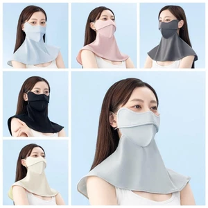khẩu trang băng lụa chống tia UV Màu trơn Kèm Khăn quàng cổ mùa hè co giãn chống nắng
