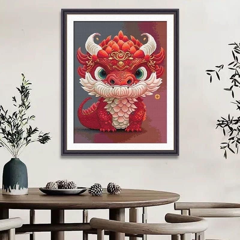 Tranh Thêu Chú Rồng Đỏ Mẫu Mới Dx1498(52x65cm) | Shopee Việt Nam