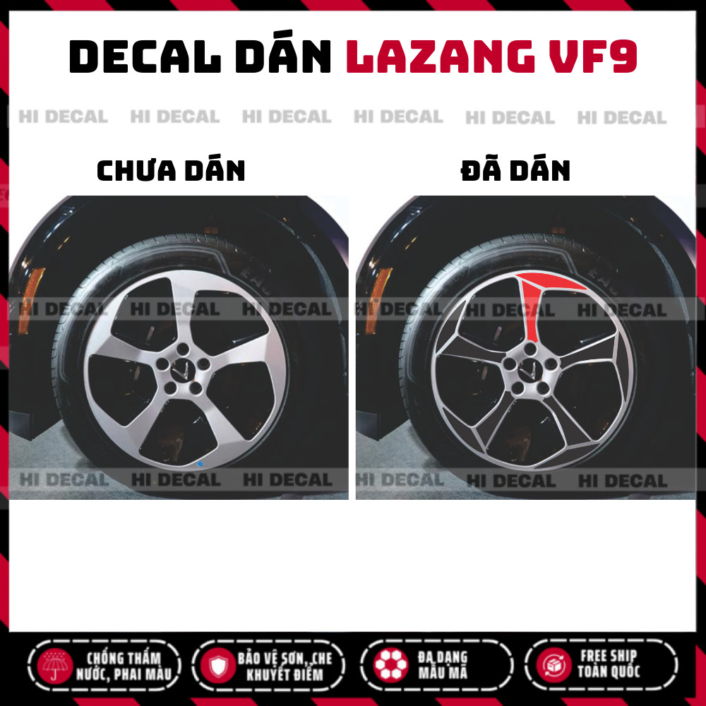 Tem Lazang VF9, Decal dán mâm VF9 trang trí tạo điểm nhấn