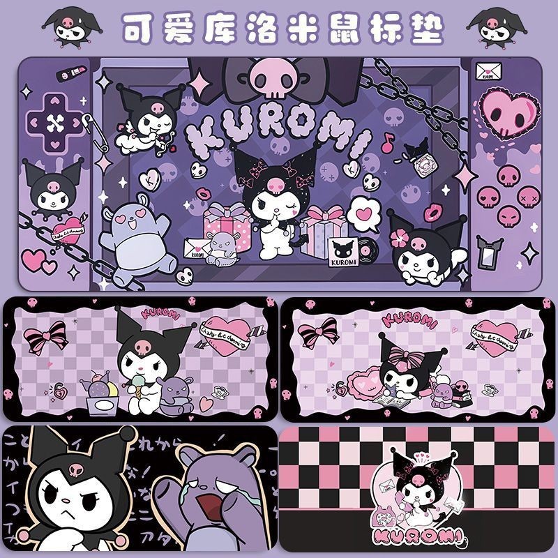 Sanrios Kuromi kawaii Hoạt Hình Miếng Lót Chuột 60x30cm Anime Bàn Phím Chuột Thảm Mềm Chống Trơn Trượt Bàn Di chuột Game Thủ Decoracion