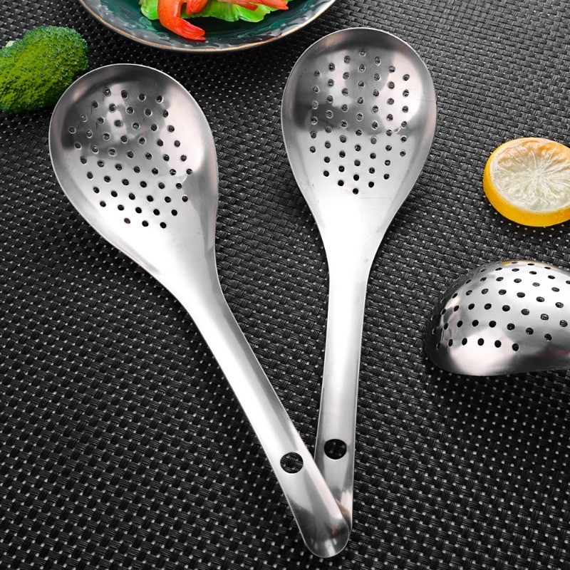 Muỗng có rãnh Skimmer - Muỗng lọc nhà bếp - Muỗng lọc bằng thép không gỉ - Phụ kiện nấu ăn nhà bếp - để thoát nước và chiên nấu ăn