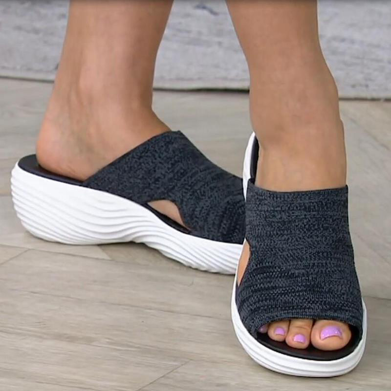 Dép Đi Biển Nữ Chỉnh Hình Co Giãn Chỉnh Hình Sandal Nữ Mũi Mở Thoáng Khí Trượt Co Giãn Giày Đeo Chéo Ngoài Trời