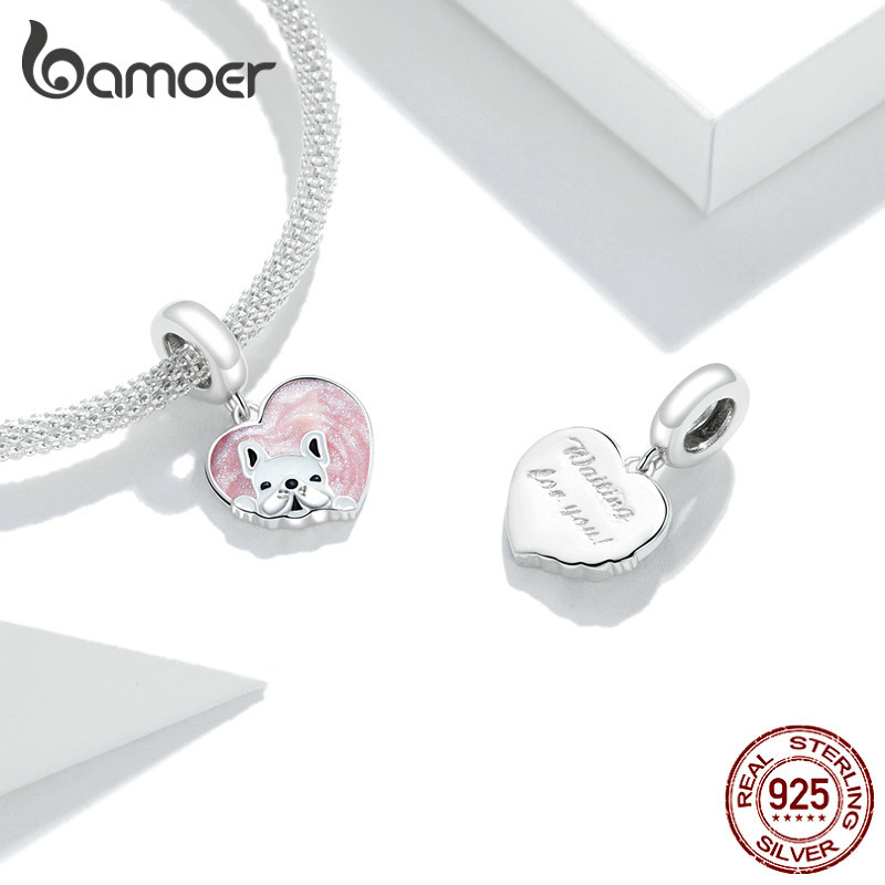 Bamoer Bạc 925 Hoa Quyến Rũ Hoa Anh Đào Trái Tim Động Vật Thú Cưng Hạt Dành Cho Nữ Phù Hợp Với DIY Vòng Tay Vòng Cổ Trang Sức Quà Tặng