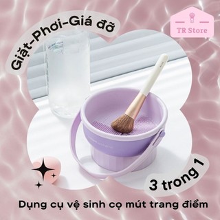 Dụng Cụ Vệ Sinh Cọ Trang Điểm 3in1 Đa Năng - Có Quai Xách Tiện Lợi