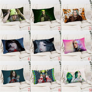 Billie Eilish Hình Chữ Nhật Gối Hoạt Hình Dễ Thương Gấu Dâu In Một Mặt Đệm Polyester Trang Trí Sofa Nhà (Không Có Lõi)