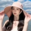 Mũ xô KANGN, Mũ ngư dân rộng vành có thể gập lại, Màu trơn có khăn choàng bảo vệ cổ Mũ Panama mùa hè