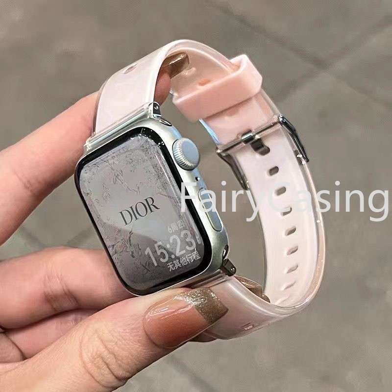 Dây đeo trong suốt bằng silicon thạch trong suốt cho Apple Ultra 2 49MM Series 9 45MM 41MM Màu sắc cho iwatch 8 7 6 5 4 40mm 44mm 42mm 38mm Vòng đeo tay