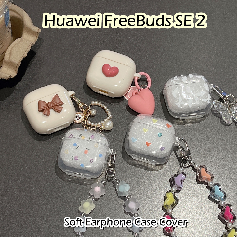 [Ngôi sao tương lai] Dành cho Ốp lưng Huawei FreeBuds SE 2 Trang trí lập thể Màu hồng Trái tim tình yêu Vỏ tai nghe silicon mềm