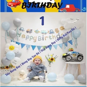 Bóng Bay Sinh Nhật Oto Siêu Cute Cho Bé Trai - Tiến Bóng Bay