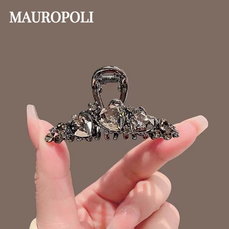 Mauropoli [Sẵn sàng] Kẹp tóc ngọc trai tình yêu bằng kim cương giả cao cấp Kẹp tóc cá mập Tính khí Kích thước nhỏ Kẹp đầu sau Kẹp tóc Mũ đội đầu Kẹp tóc