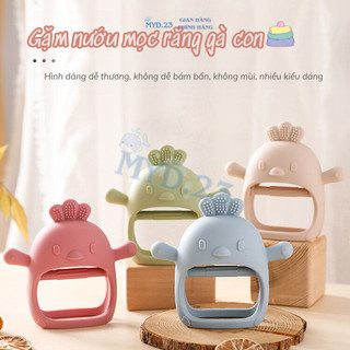 Gặm Nướu cho bé khi Mọc Răng Silicone Thiết Kế Hình Gà Con Dày Dặn Chống Rách An Toàn Dễ Vệ Sinh