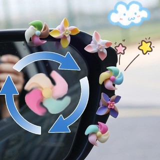 6 Chiếc Ô Tô Nhỏ Cối Xay Gió Trang Trí - Đa Năng Tự Động Bảng Điều Khiển Gương Chiếu Hậu Nhựa Xoay Được Cối Xay Gió Nhỏ - DIY Phụ Kiện Trang Trí