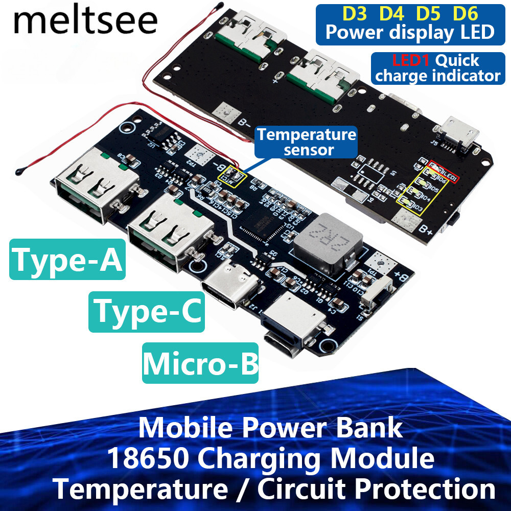 Qc4 0 QC3 0 LED Dual USB 5V 4 5A 22 5W Micro Type C USB 18650 M un 