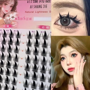 Elf Truyện Tranh Mắt Lông Mi Giả Đậm Mô Phỏng Tự Nhiên Cụm Đơn Phân Đoạn Lông Mi Giả Barbie