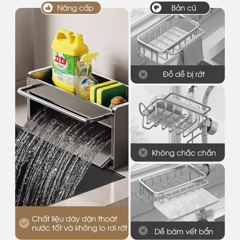 Kệ để đồ rửa chén, nước rửa chén bát, giẻ lau để bồn rửa My Nhân thép carbon sơn nhiệt chống rỉ sét