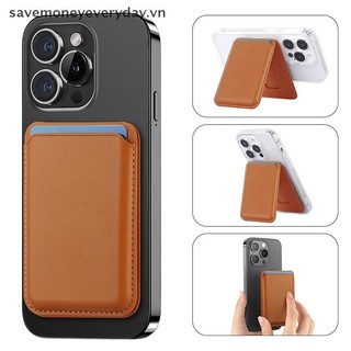[savemoneyeveryday] Từ tính cho ví da Hộp đựng thẻ cho 16 15 14 13 Pro Max Ẩn giá đỡ điện thoại Hộp đựng thẻ ID ngân hàng [vn]