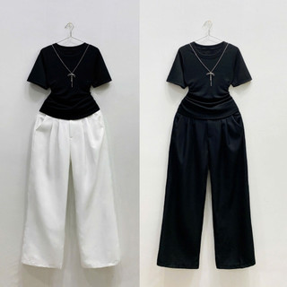 Set đồ bigsize nữ áo thun gân tăm kèm quần dài ống suông cotton lạnh thời trang xinh cho các chuppy SET961