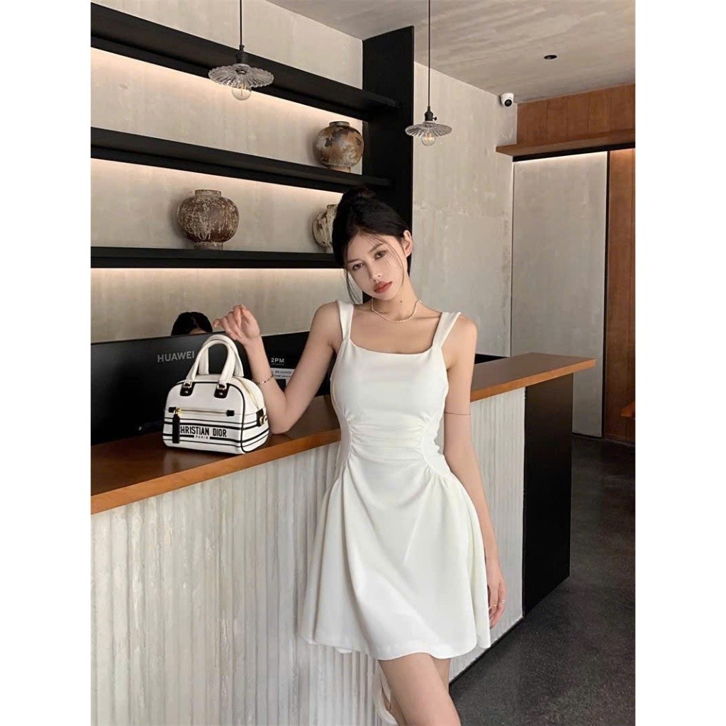 Váy đầm nữ dáng ngắn 2 dây thiết kế chiết eo tôn dáng phong cách tiểu thư sang chảnh XIMIMI SP275