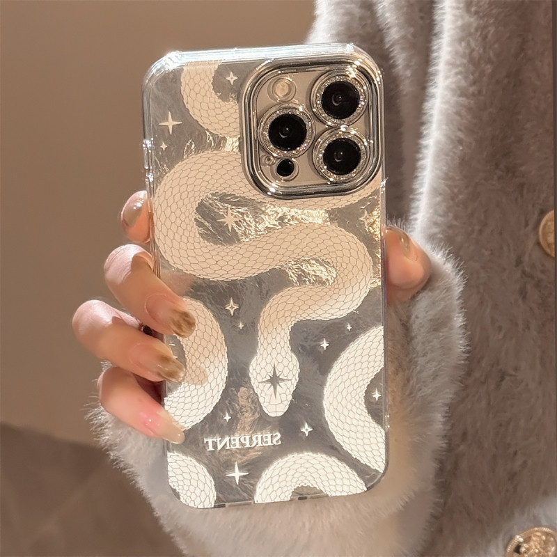 Ốp Điện Thoại Ins Style Serpent Cho Redmi Note 14 13 Pro Plus 12 Turbo 11S 11T 10T 10 9T K80 K70 K70E K60 Pro Ultra 5G 4G Vỏ Mềm Sáng Bóng Chống Sốc Mặt Sau Rắn Trắng